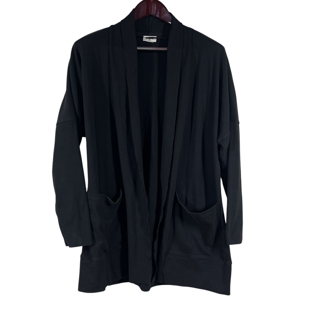 Pact Airline Cardigan Womens XS/S Black 100% Organic Cotton Open Front Cozy